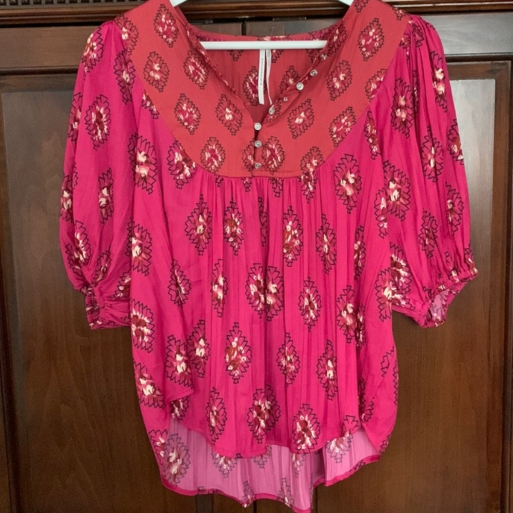 Anthropologie Pink Floral Blouse